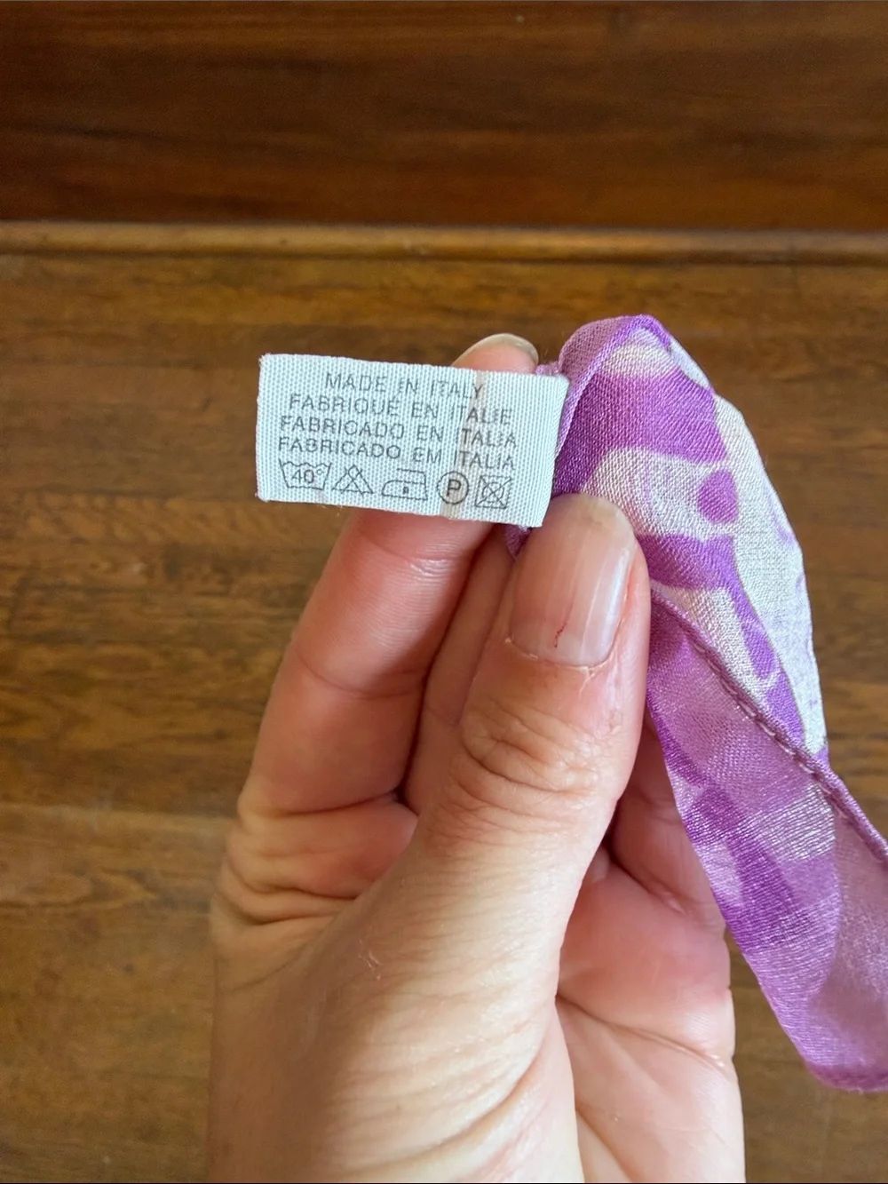 Purple and Cream Patterned Scarf - Picture 3 of 7